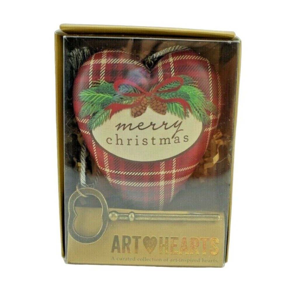 Demdaco Merry Christmas Cozy Christmas Art Heart with Key Stand New